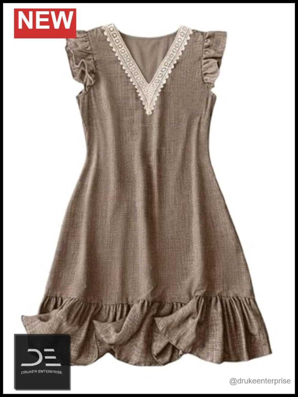 Plus Size Boho V Neck Ruffle Sleeveless Summer Short Dress